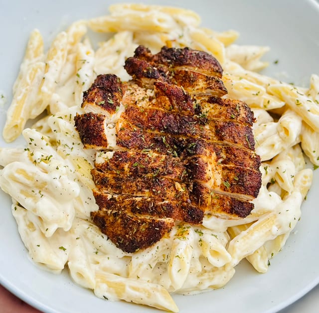 Blackened Chicken Alfredo.