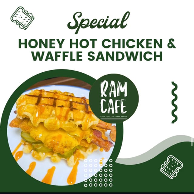 HONEY HOT CHICKEN & WAFFLE SANDWICH.