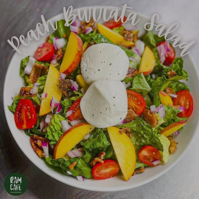 WEEKLY PEACH BURRATA SALAD (GF).