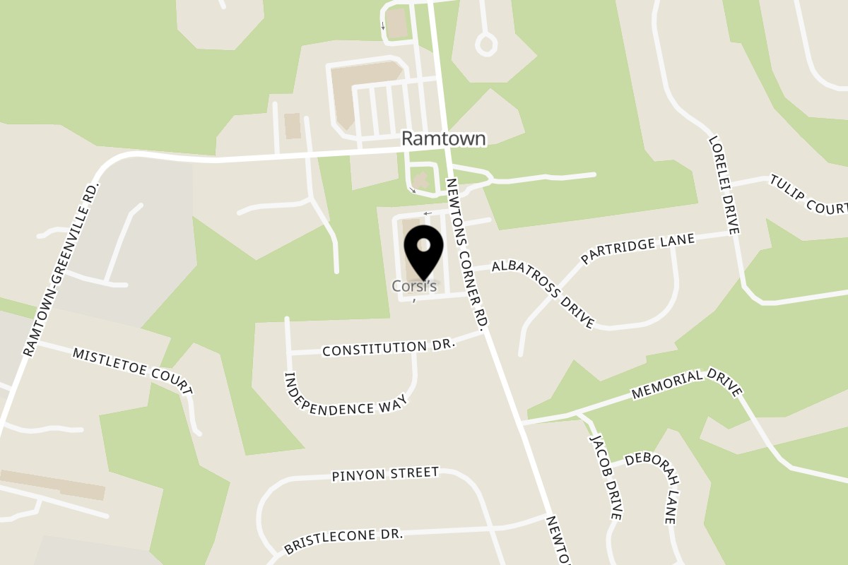 Map showing the location of Ram Cafe on 133 Newtons Corner Rd in Howell Township
